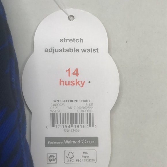 Wonder Nation Boy's Size 14 Husky Adjustable Waist Flat Front Short Blue New - Picture 4 of 13